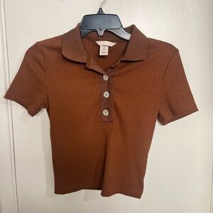 H&M Brown Ribbed Top
